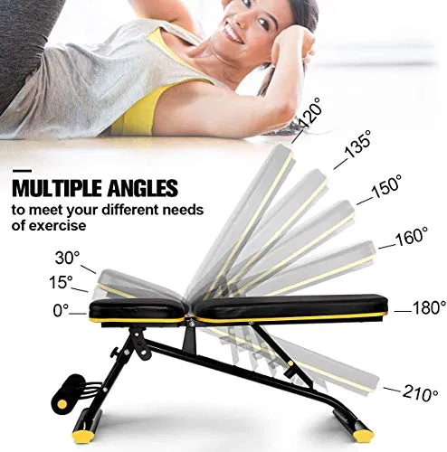 Adjustable Weight Bench for Home Gym, Doufit WB-01 Foldable Workout Bench Press, Indoor Multi-Purpose Exercise Incline Decline Bench