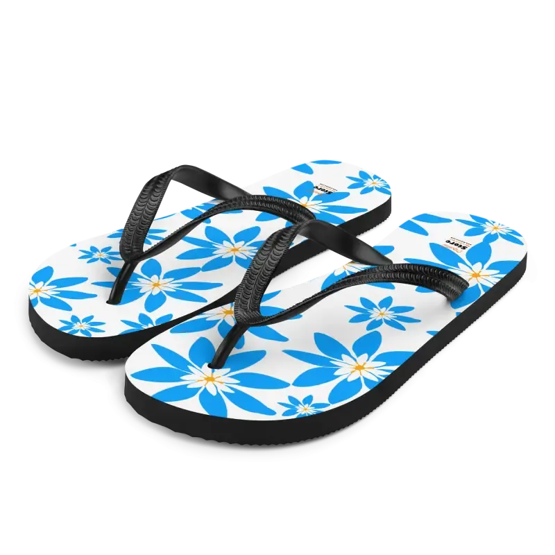 Amp Up Blue Flowers Slip Resistant Flip Flops