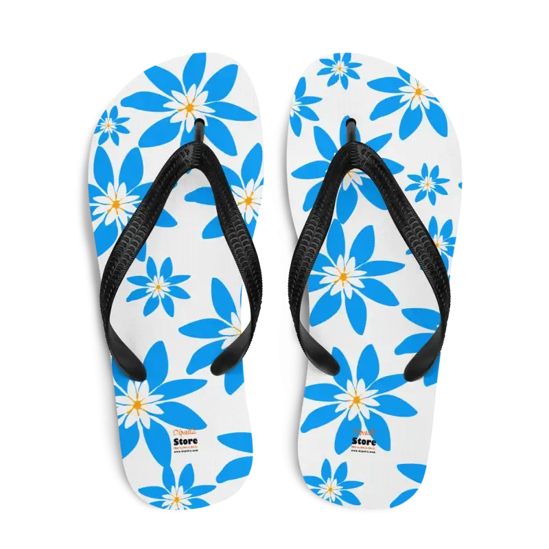 Amp Up Blue Flowers Slip Resistant Flip Flops