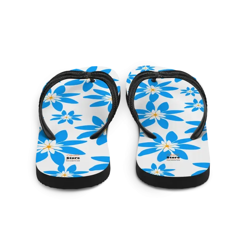 Amp Up Blue Flowers Slip Resistant Flip Flops