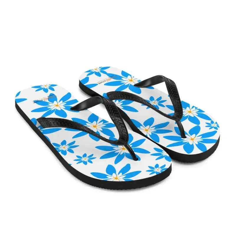 Amp Up Blue Flowers Slip Resistant Flip Flops