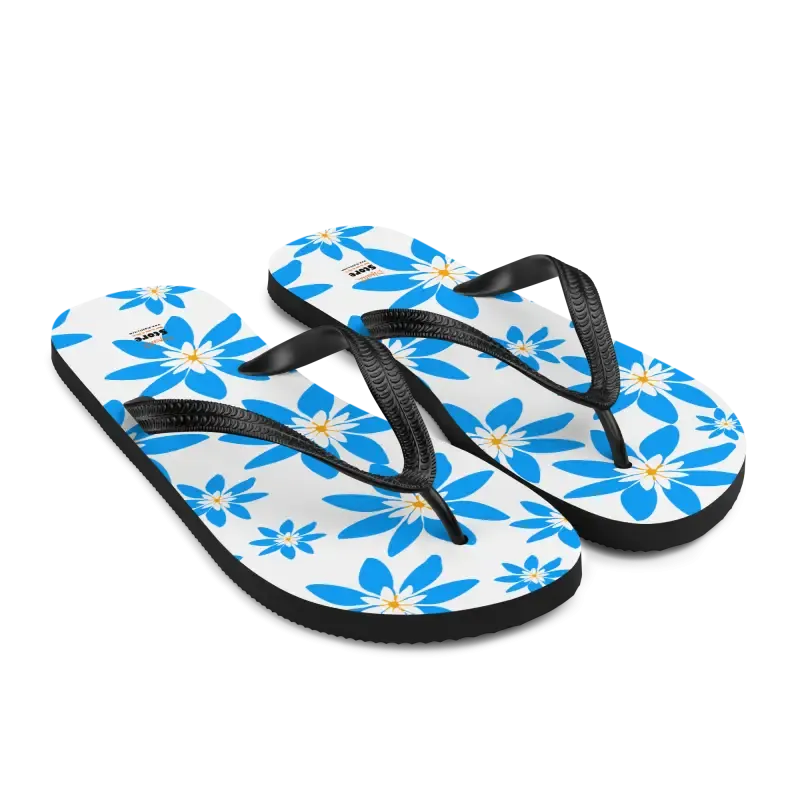 Amp Up Blue Flowers Slip Resistant Flip Flops