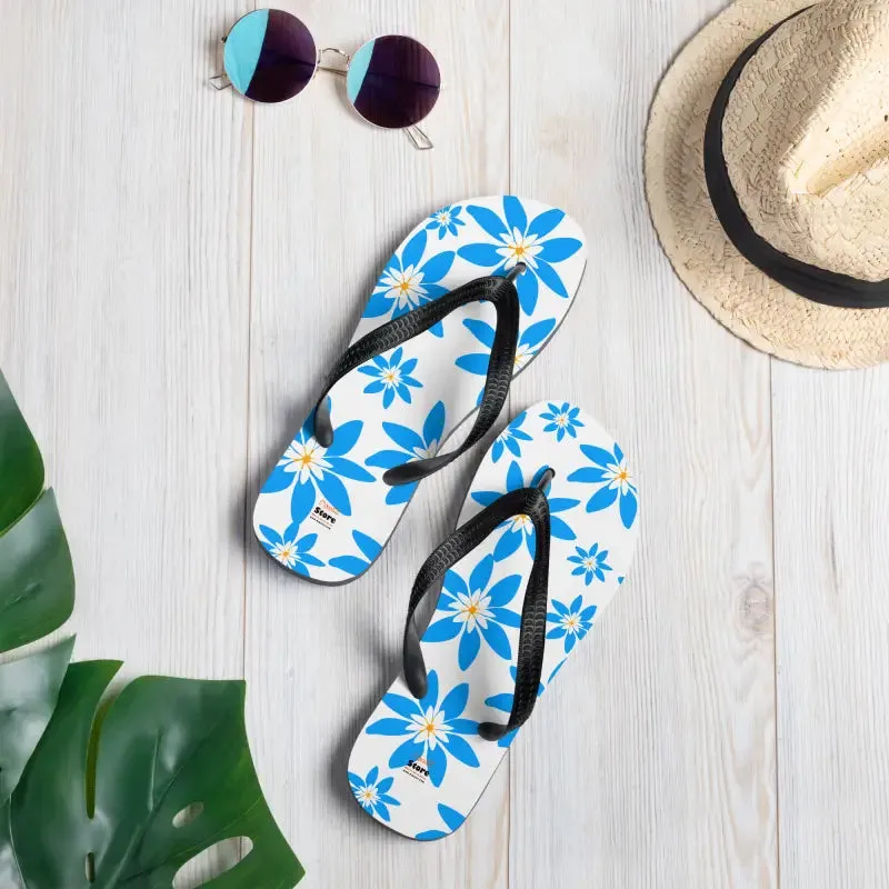Amp Up Blue Flowers Slip Resistant Flip Flops