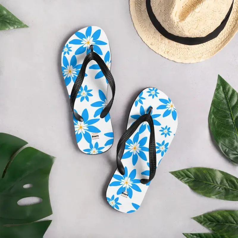 Amp Up Blue Flowers Slip Resistant Flip Flops