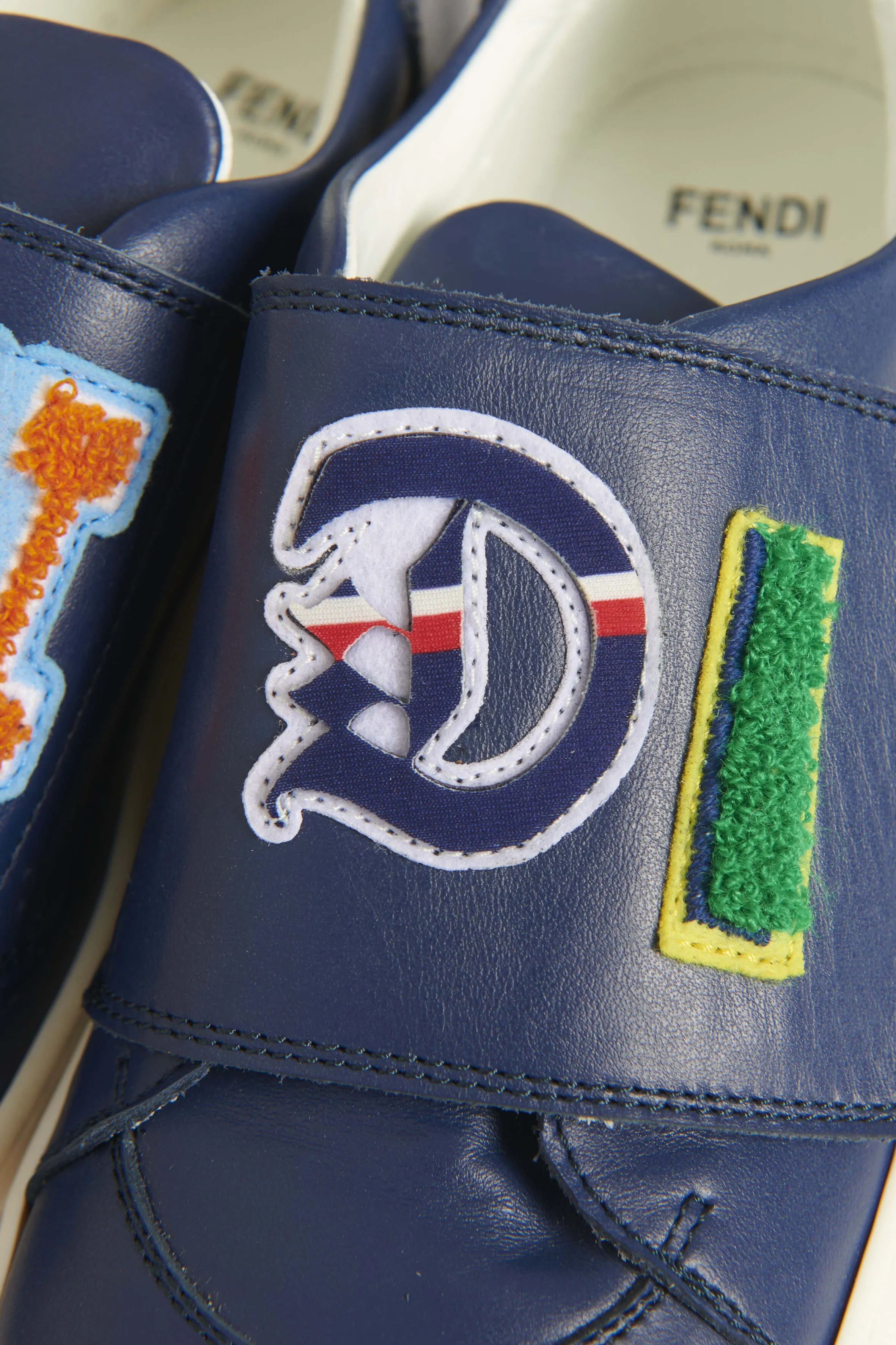 Blue Leather Logo Velcro Preowned Trainers