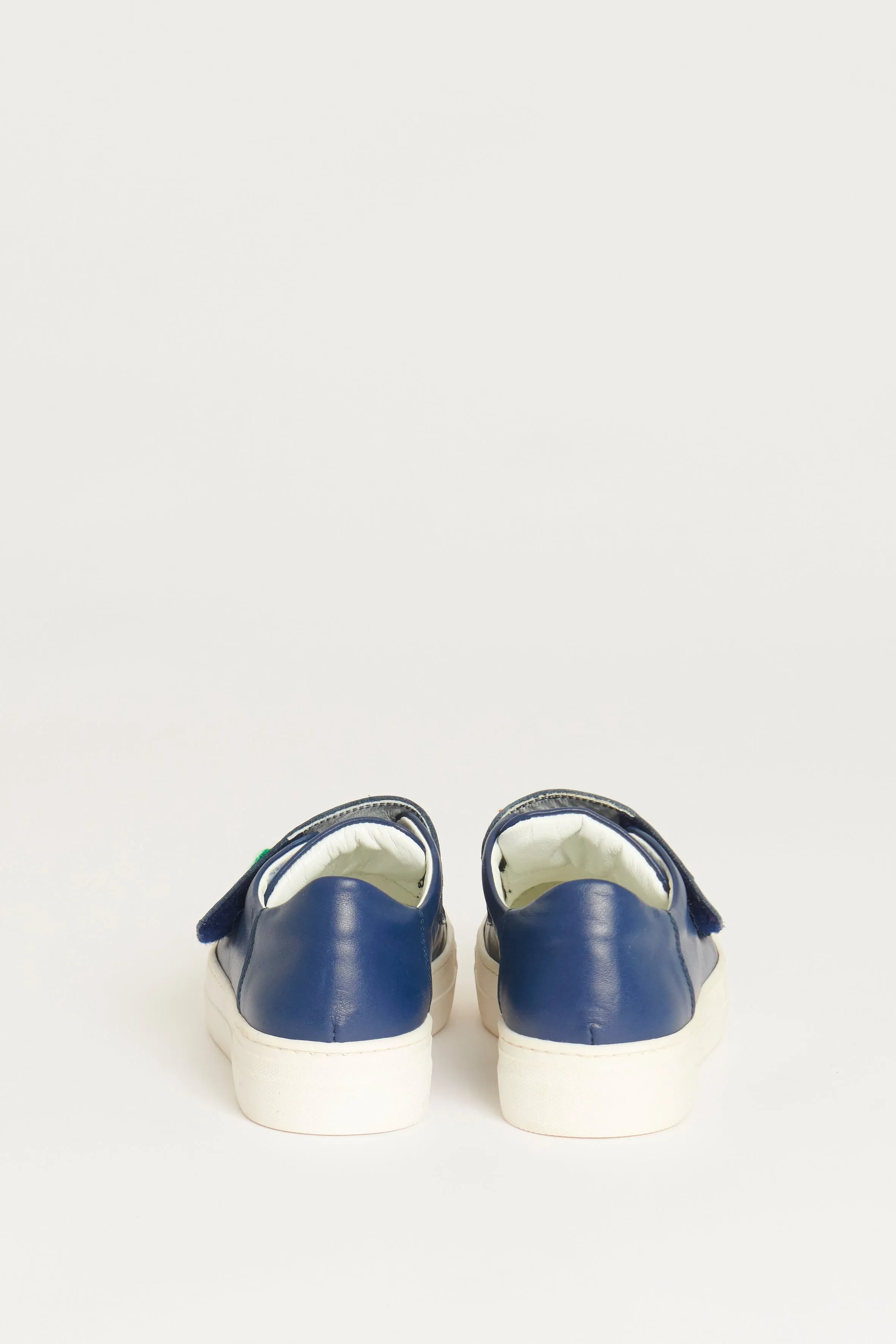 Blue Leather Logo Velcro Preowned Trainers