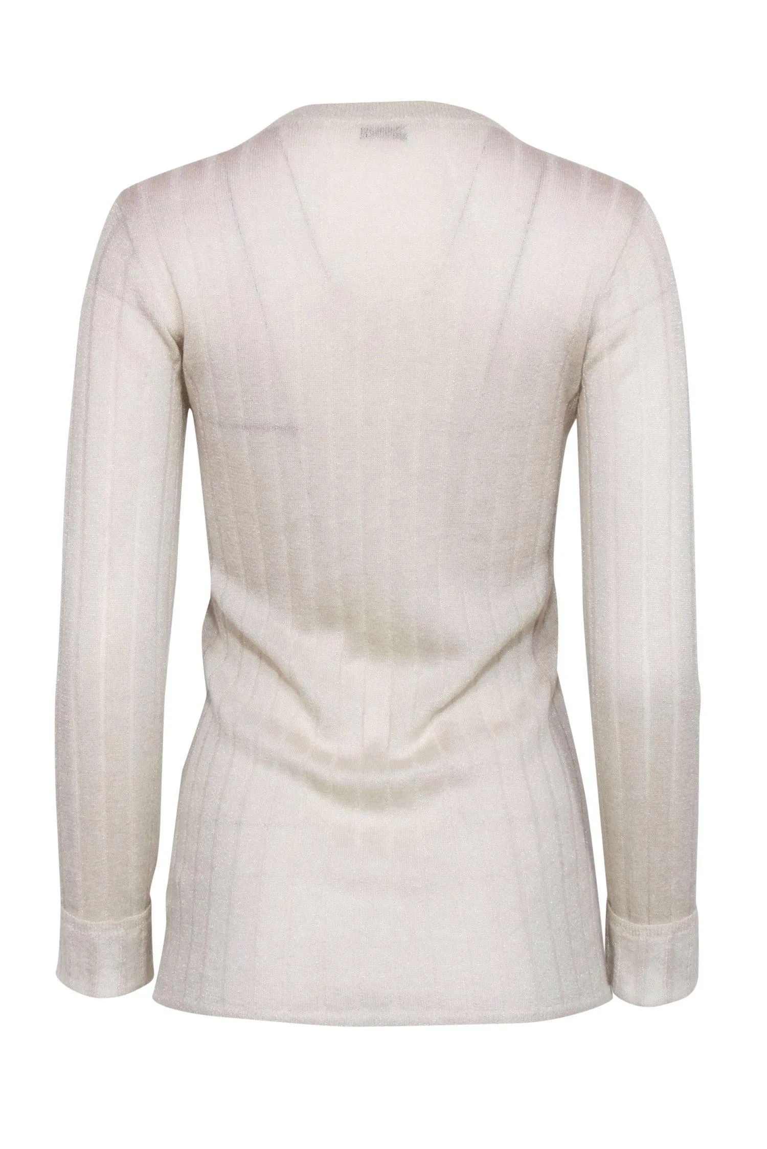 Brunello Cucinelli - Cream Sparkly Ribbed Sweater Sz M