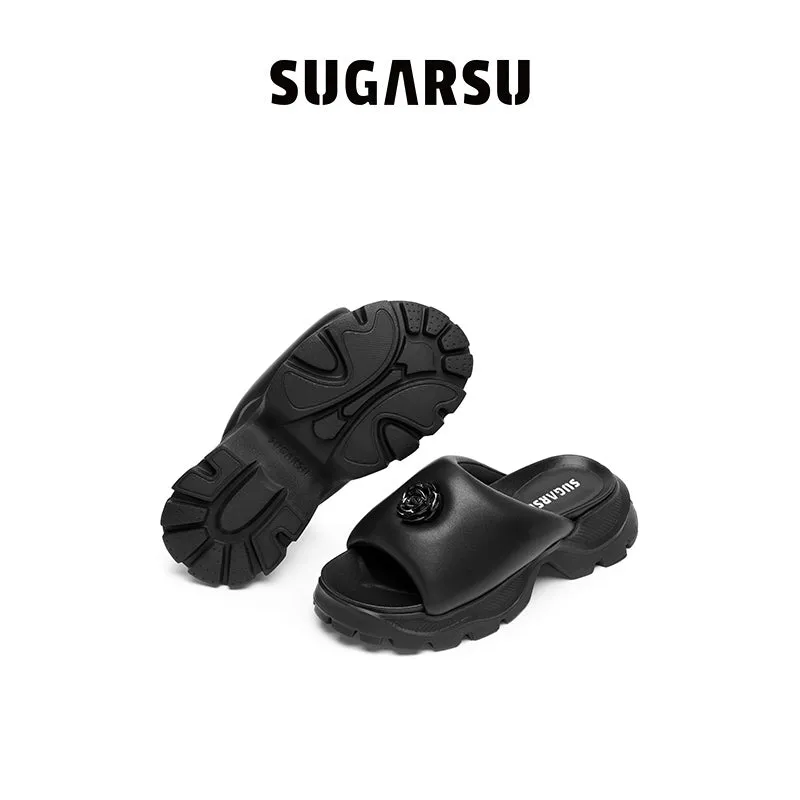 Butterfly Manor Thorns Series Thick-soled Bread Sandals In Black