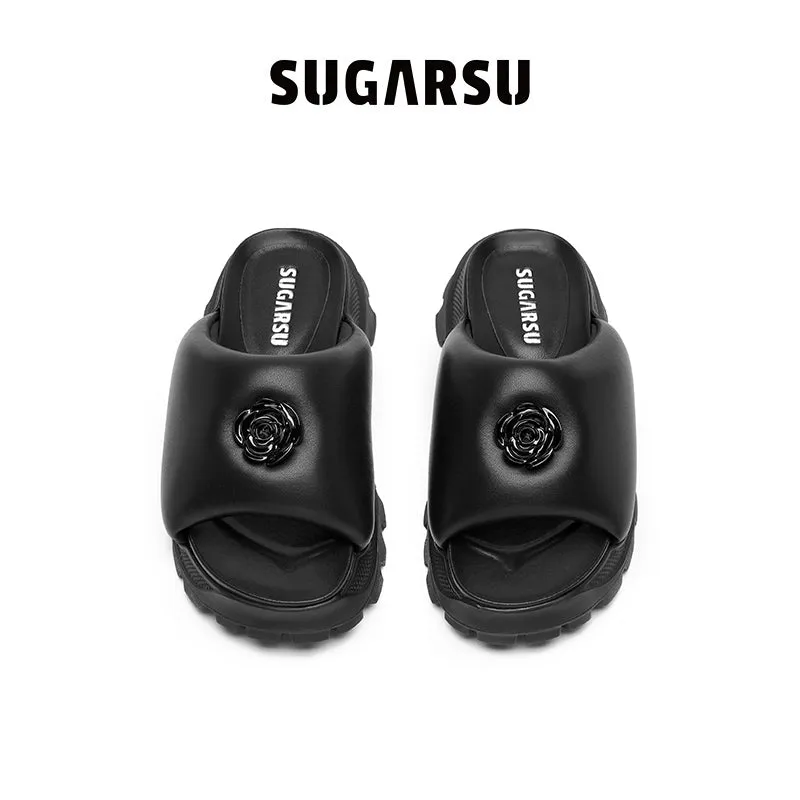 Butterfly Manor Thorns Series Thick-soled Bread Sandals In Black