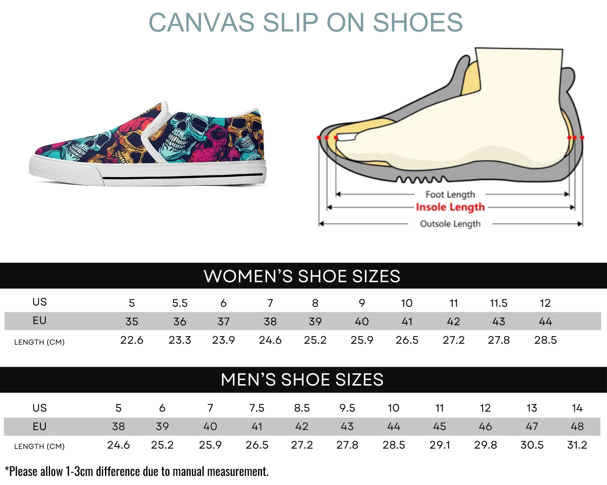 Candy Skull Slip Ons