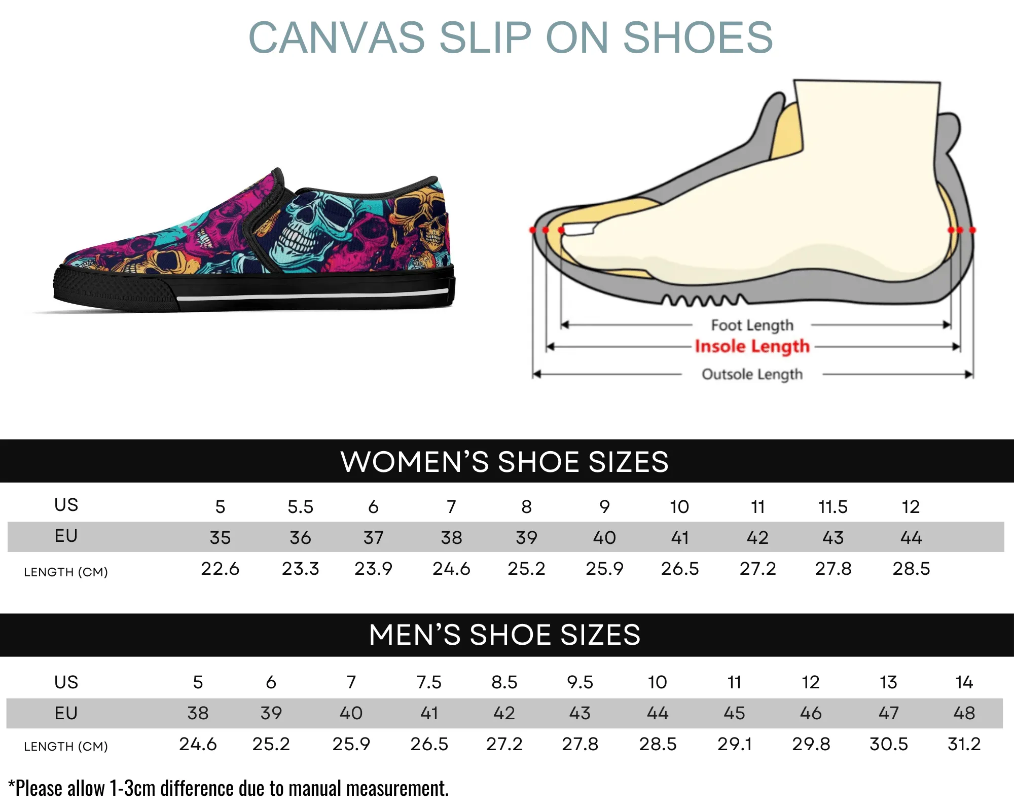 Candy Skull Slip Ons