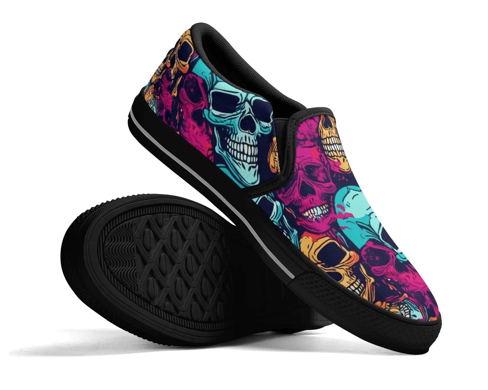 Candy Skull Slip Ons