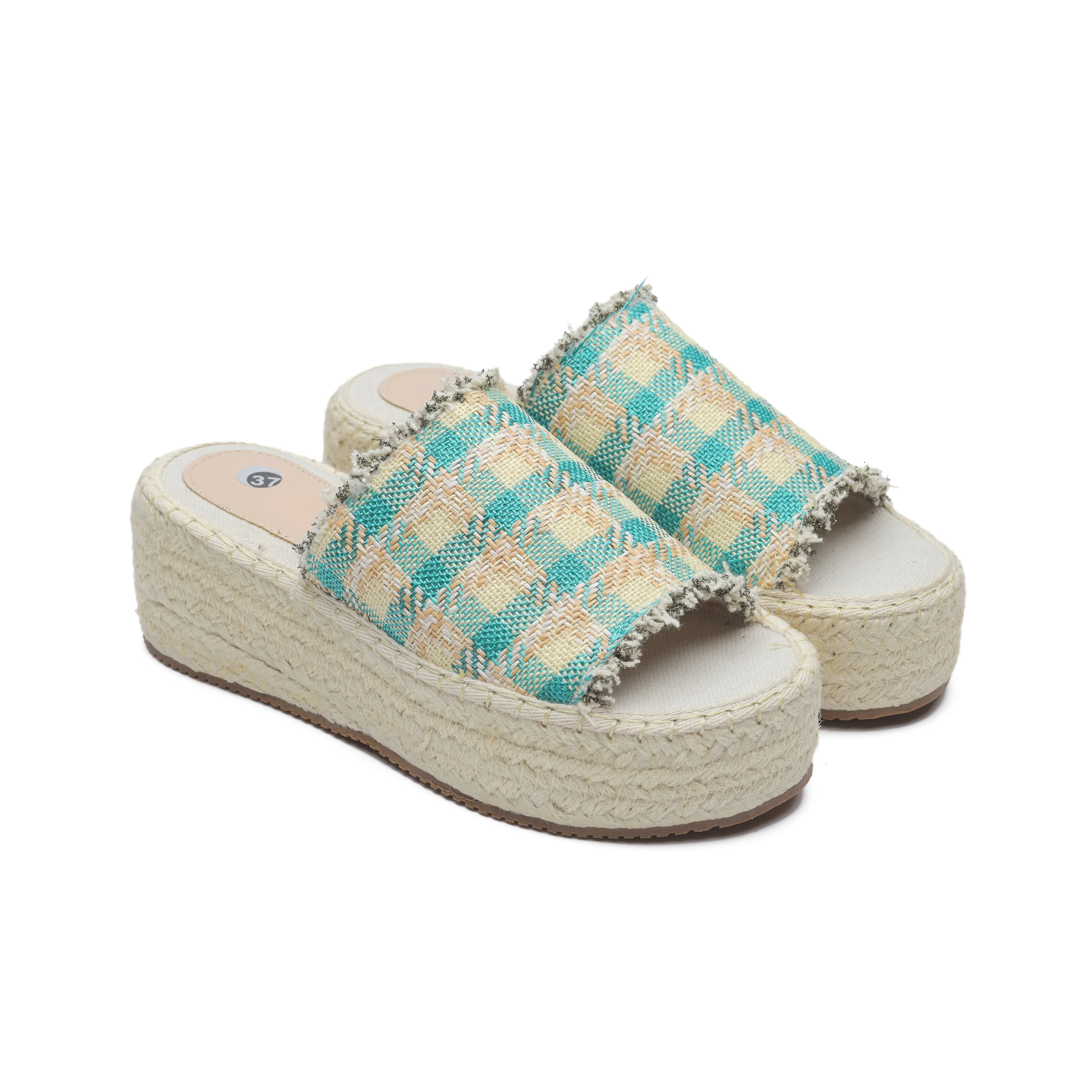 Espadrille Soles Wedge Sandals - Turquoise