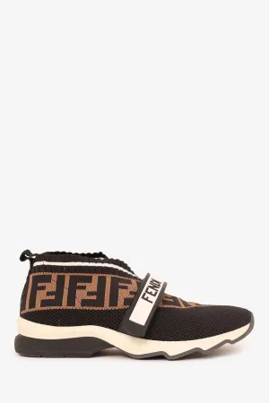Fendi Black/Brown Zucca Knit Fabric Rockoko Slip On Sneakers Size 36