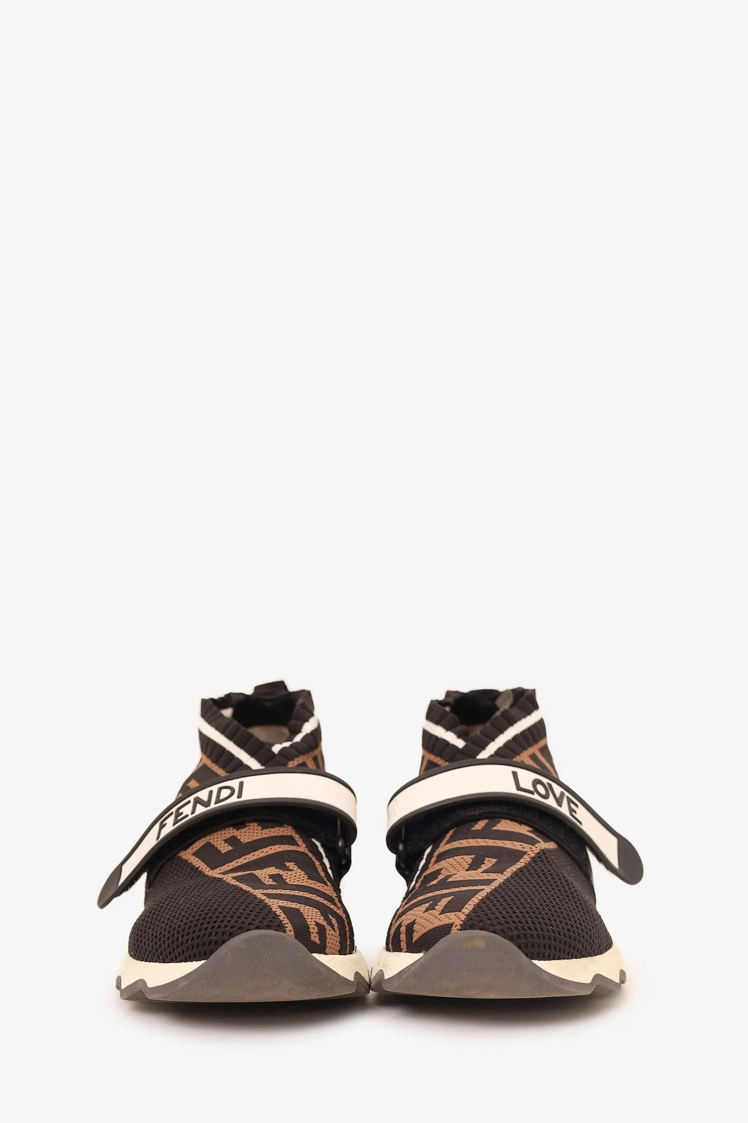 Fendi Black/Brown Zucca Knit Fabric Rockoko Slip On Sneakers Size 36