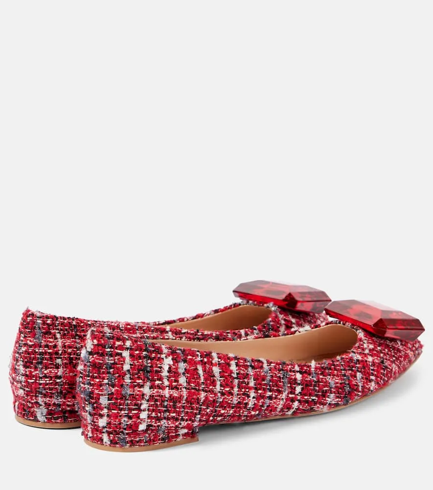 Gianvito Rossi Embellished boucl√É¬© ballet flats