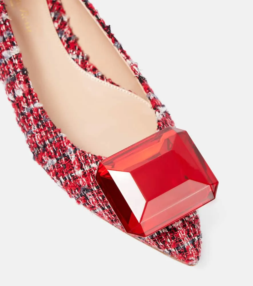 Gianvito Rossi Embellished boucl√É¬© ballet flats