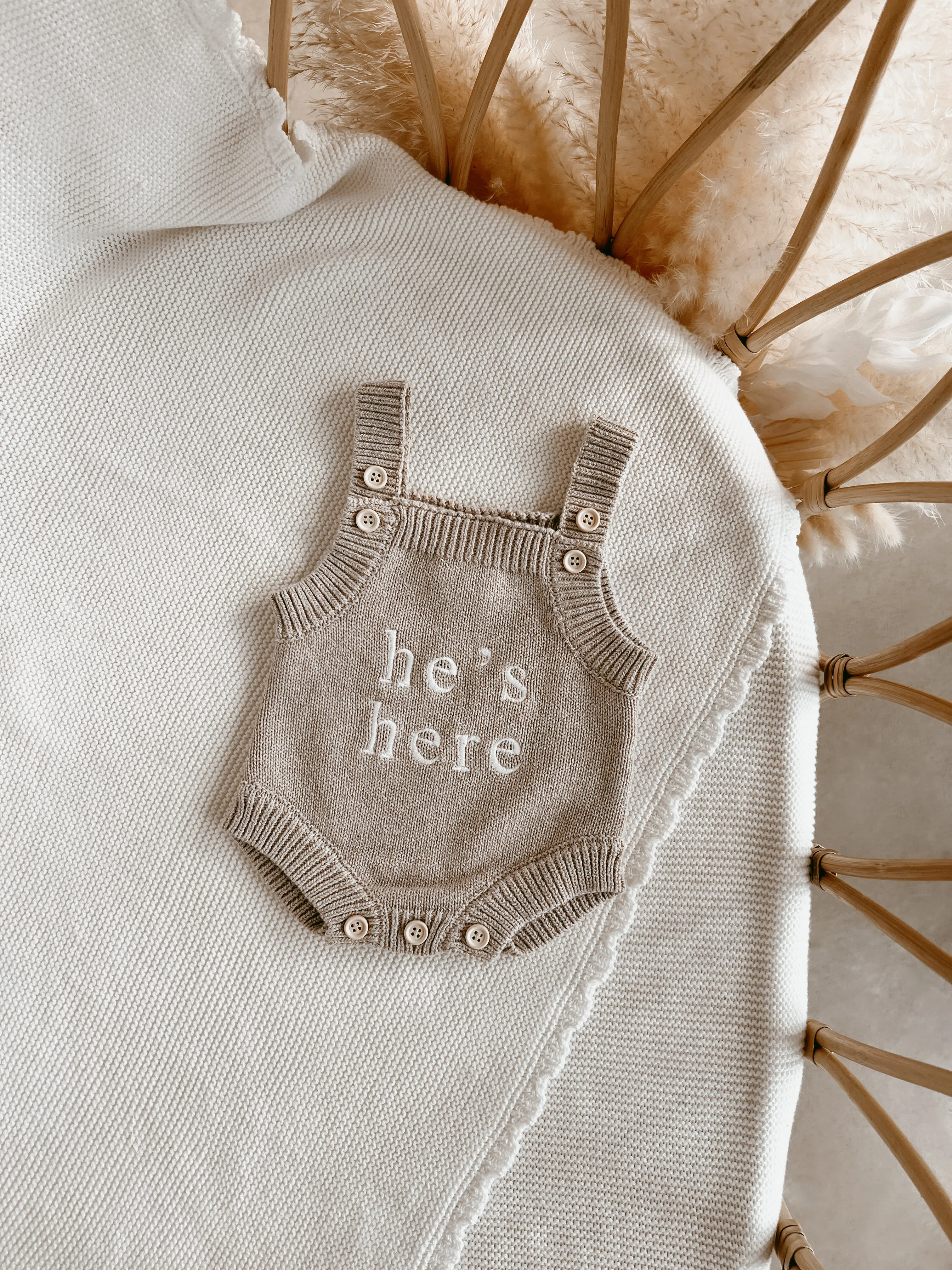 'He's Here' Singlet Mini Knit Romper
