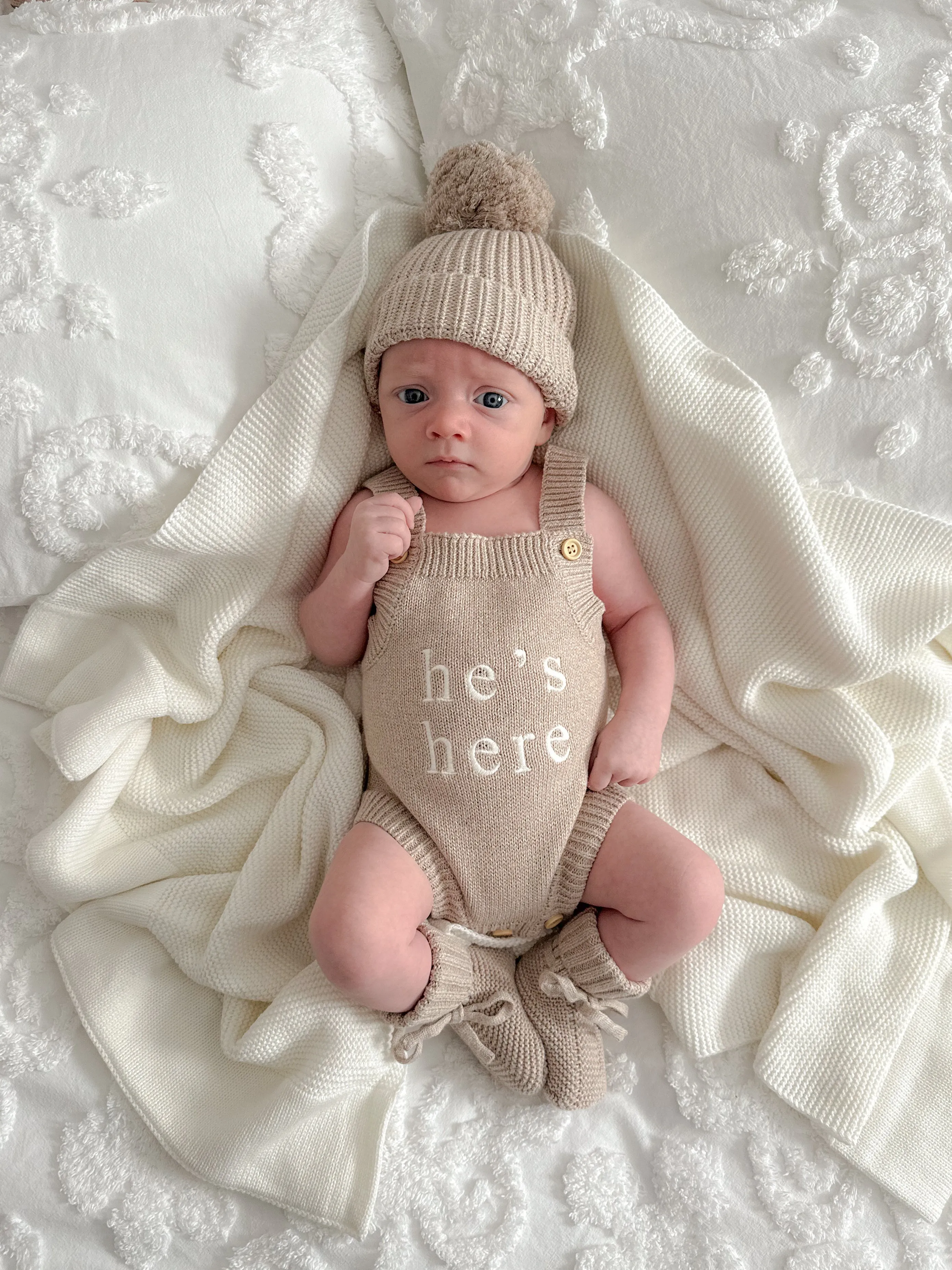'He's Here' Singlet Mini Knit Romper