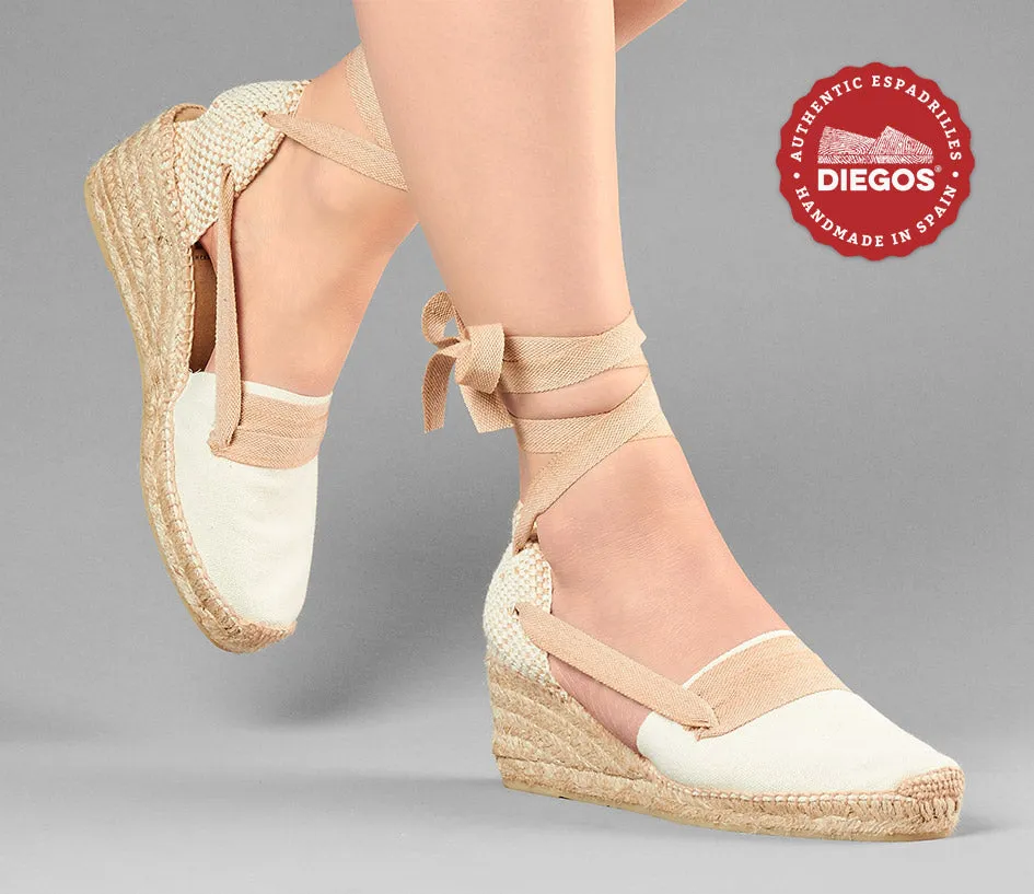 Ivory Lola high wedge Basque espadrilles