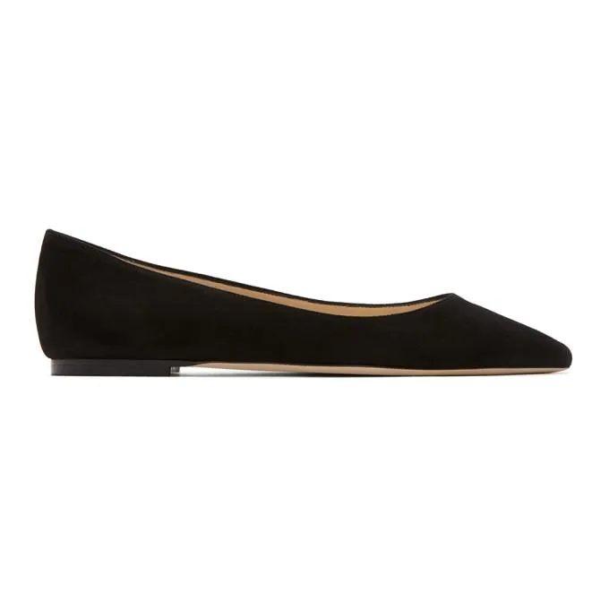 Jimmy Choo Black Suede Romy Flats