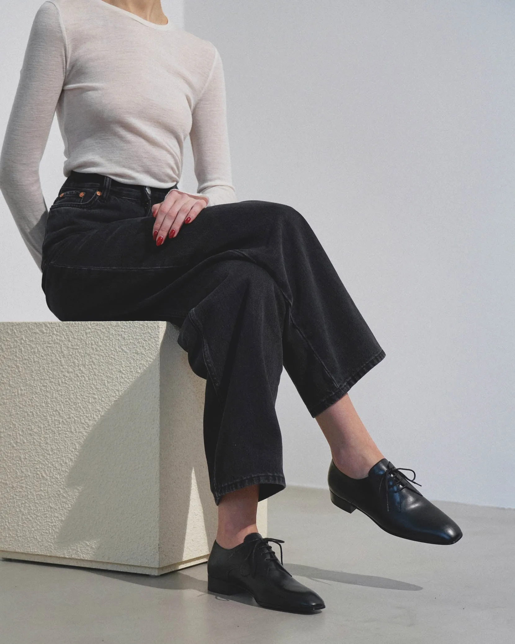 Kay Oxford black lace-up flats