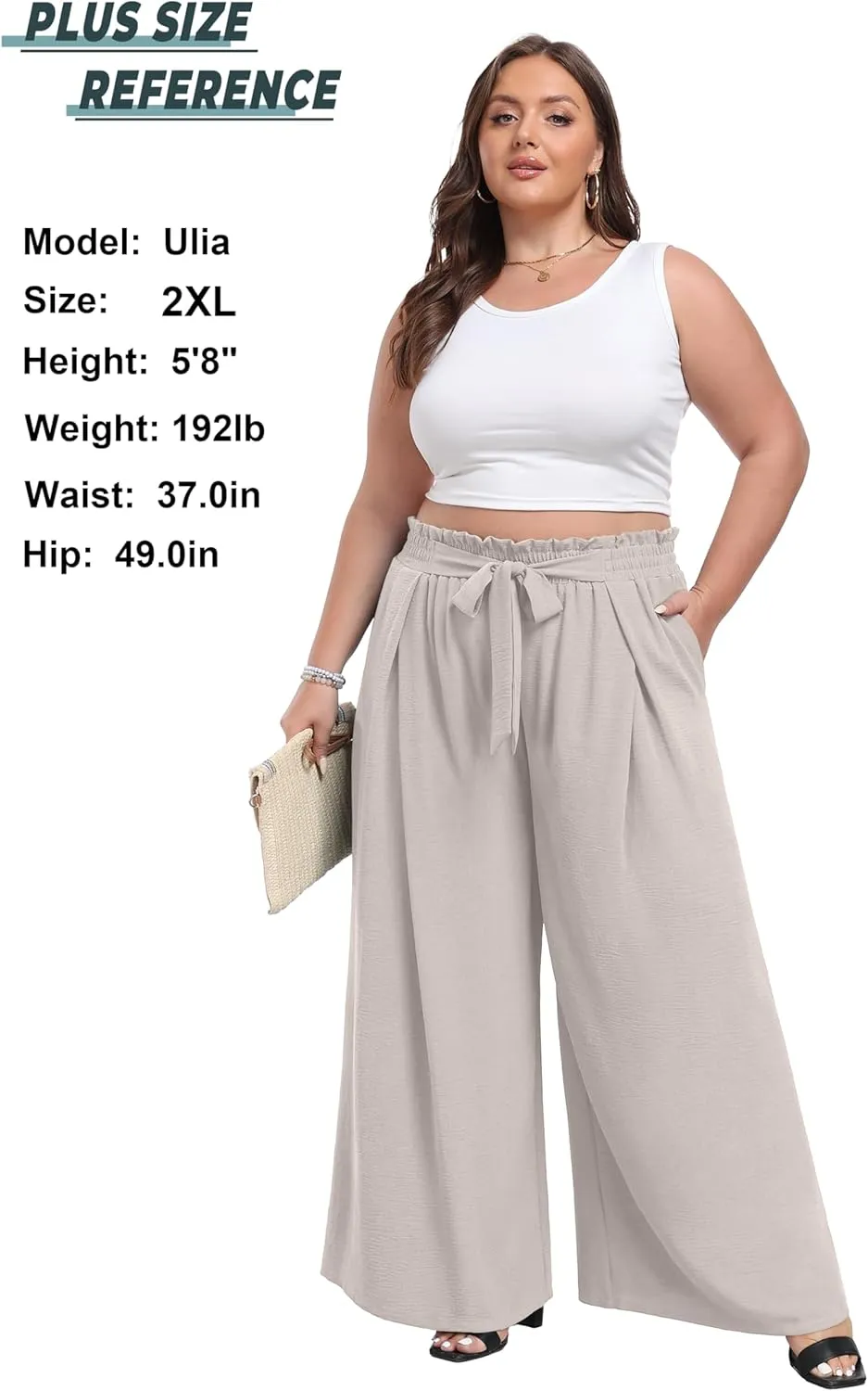 Lepunuo Wide Leg Pants for Women High Waisted Palazzo Pants Work Casual Flowy Tie Knot Trousers with Pockets