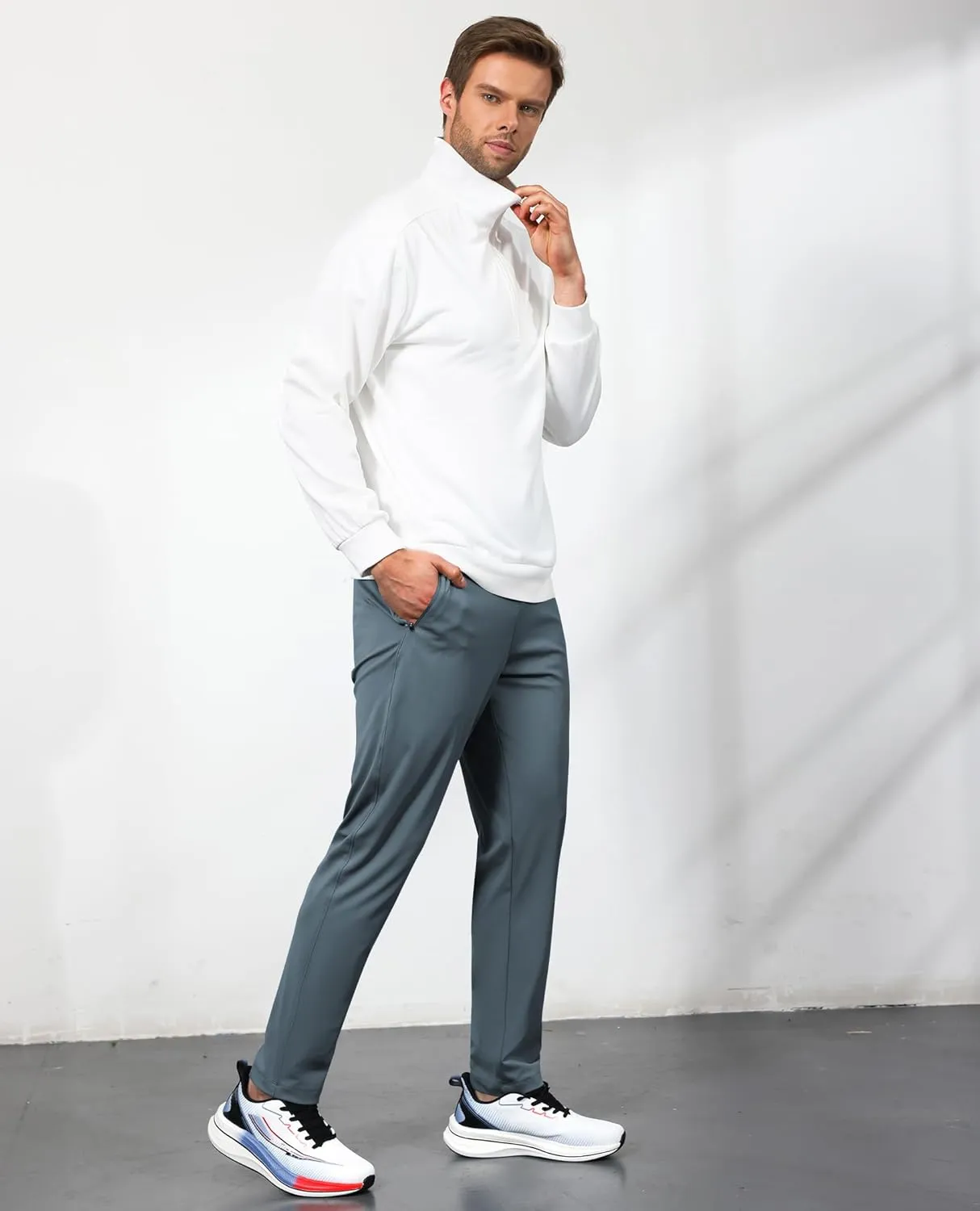 Men's Sweatpants with Zipper Pockets, Athletic Joggers Pants for Running, Workout, Outdoor