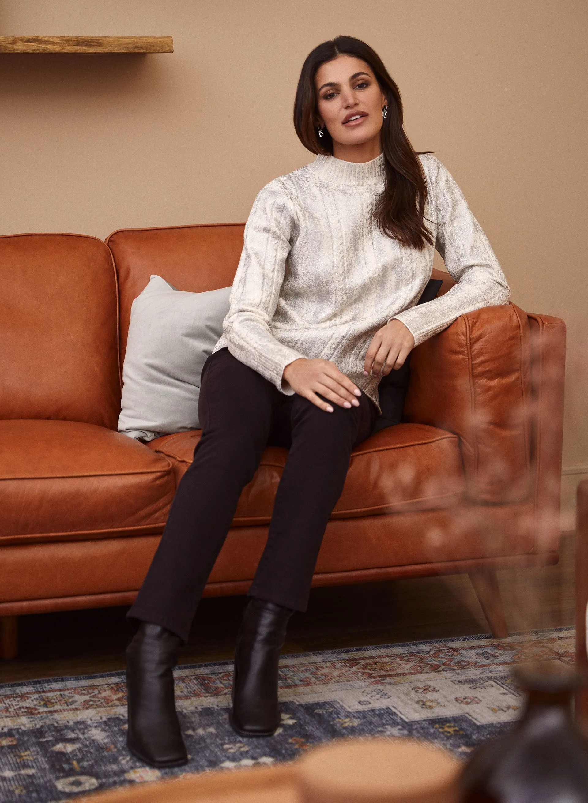Metallic Cable Knit Sweater