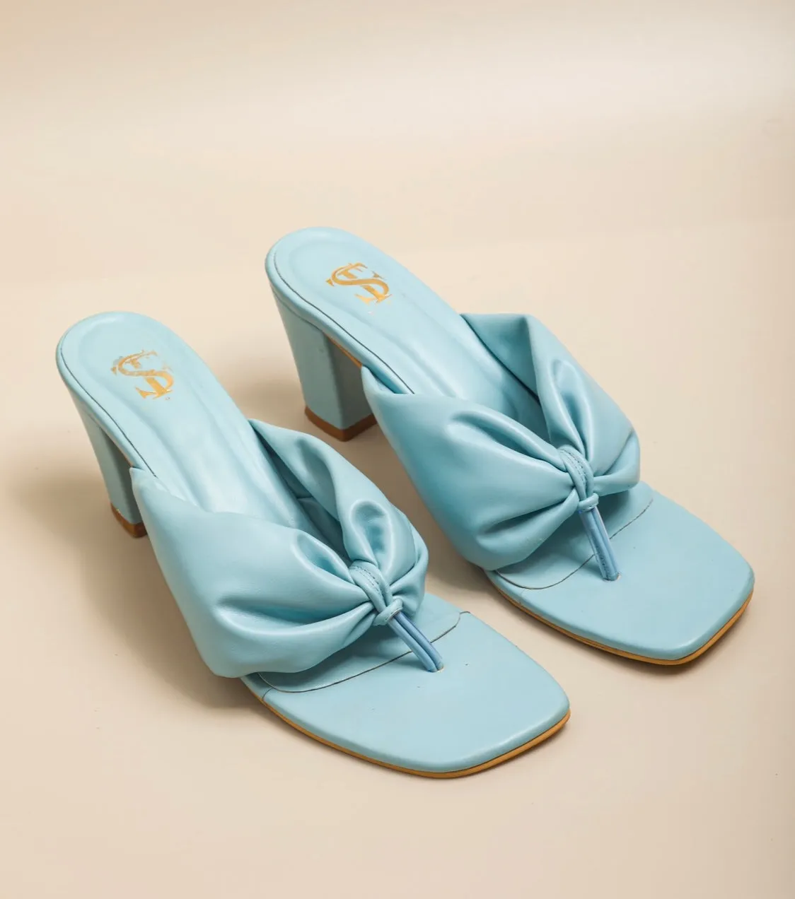 Pastel Blue cushiony block heels