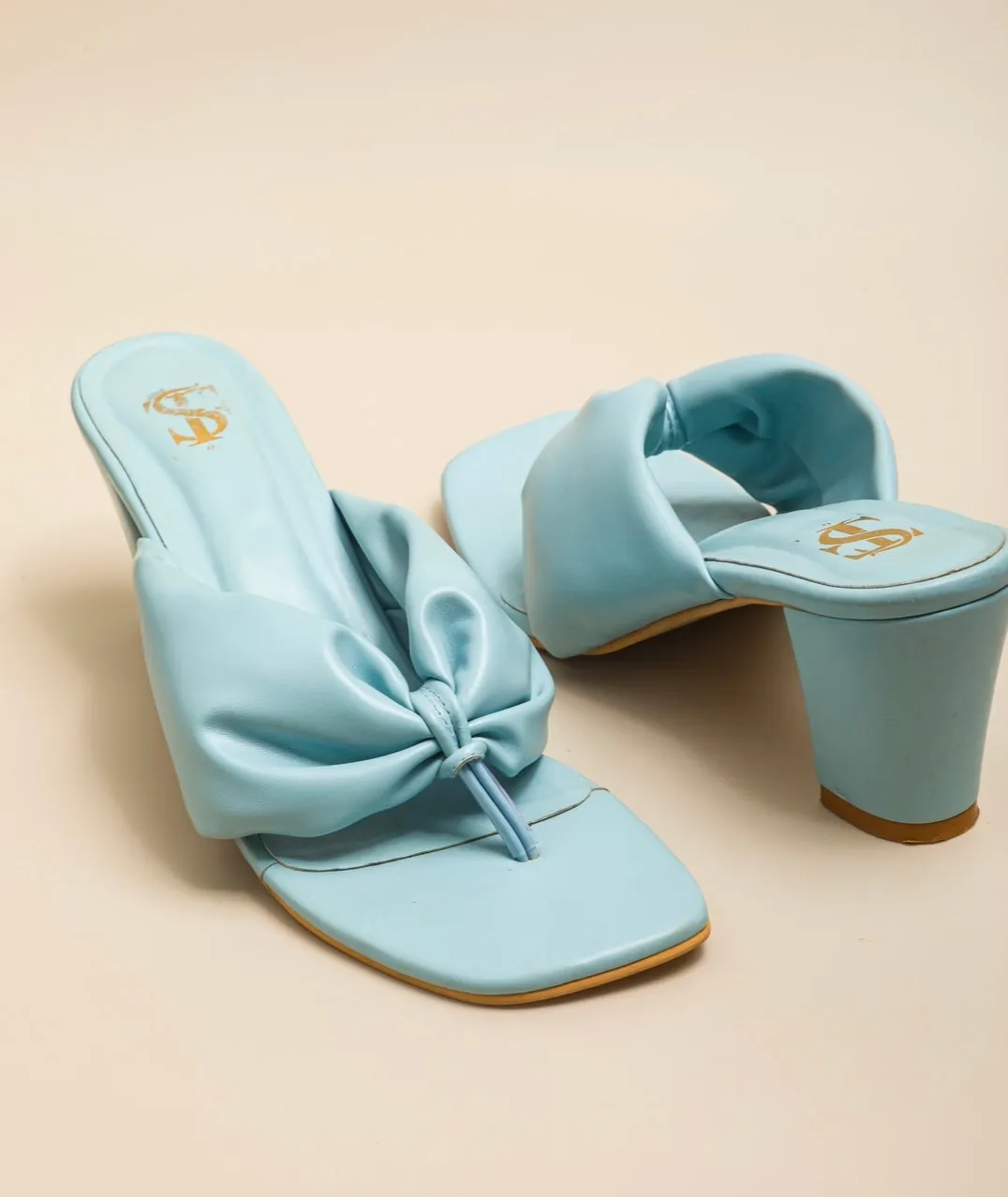 Pastel Blue cushiony block heels