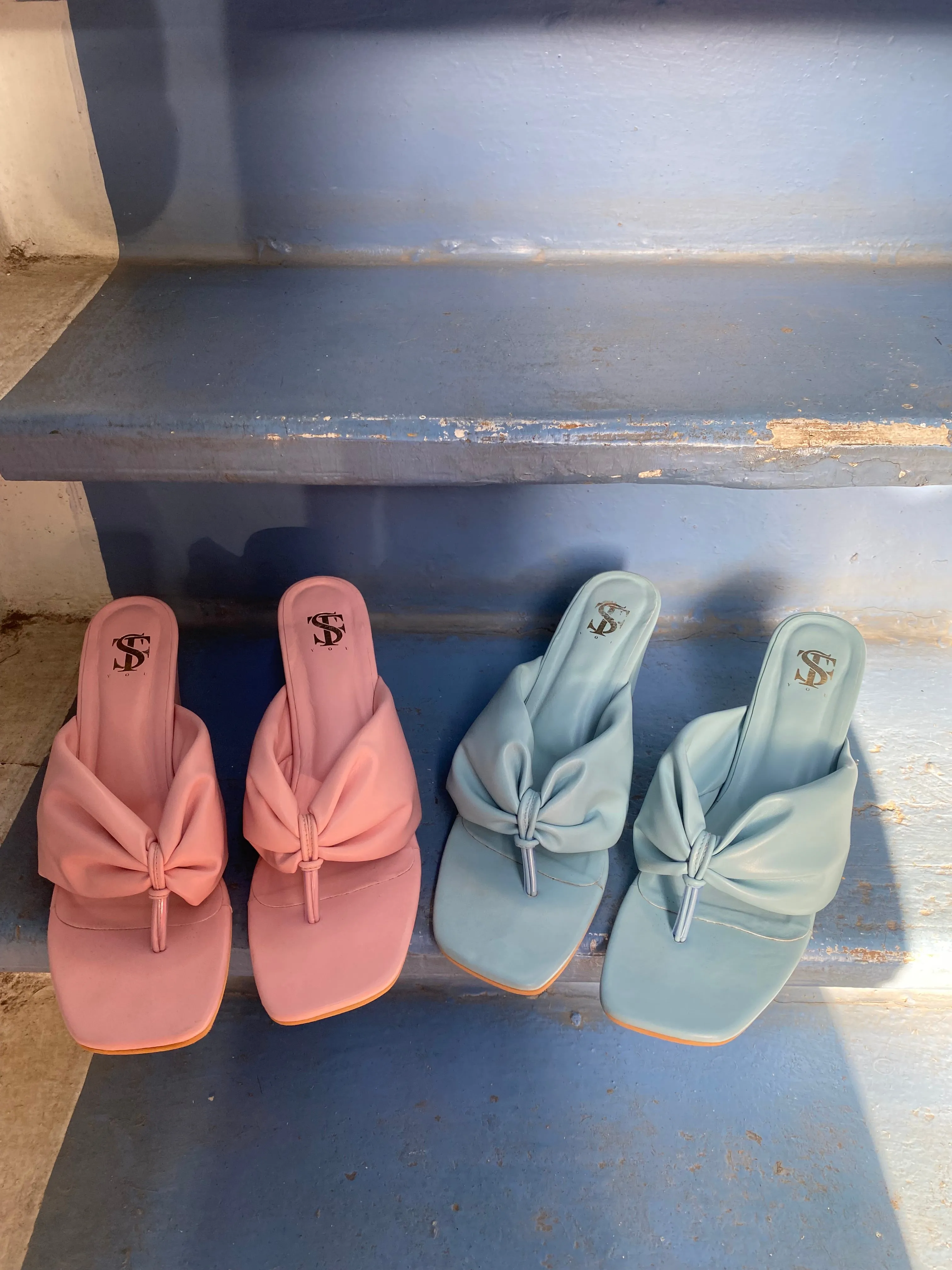 Pastel Blue cushiony block heels