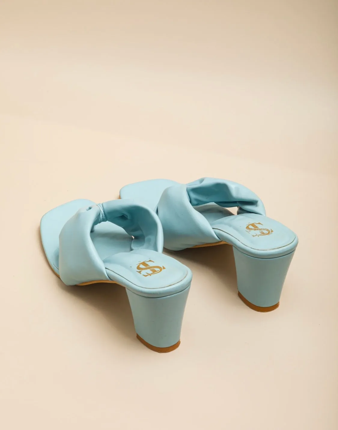 Pastel Blue cushiony block heels