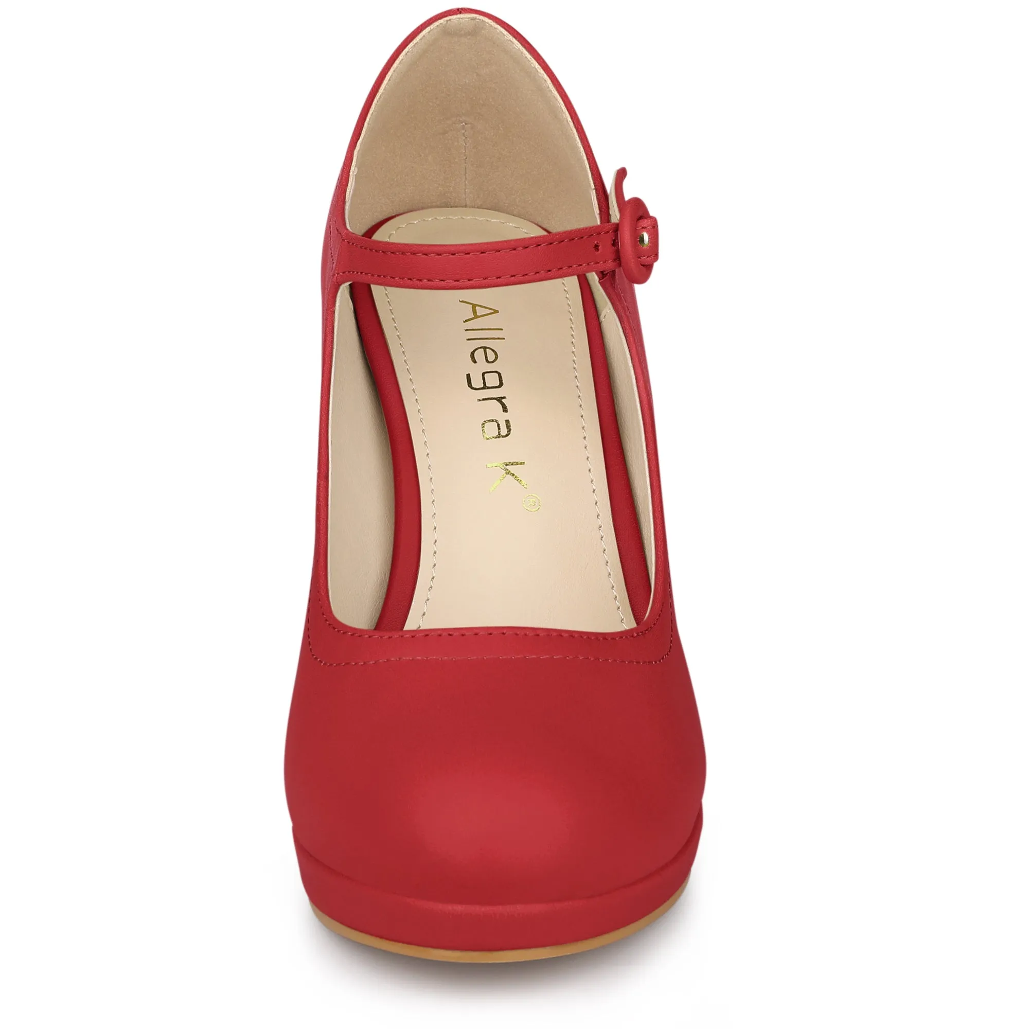Platform Round Toe Ankle Strap Mary Jane Stiletto Heel Pumps