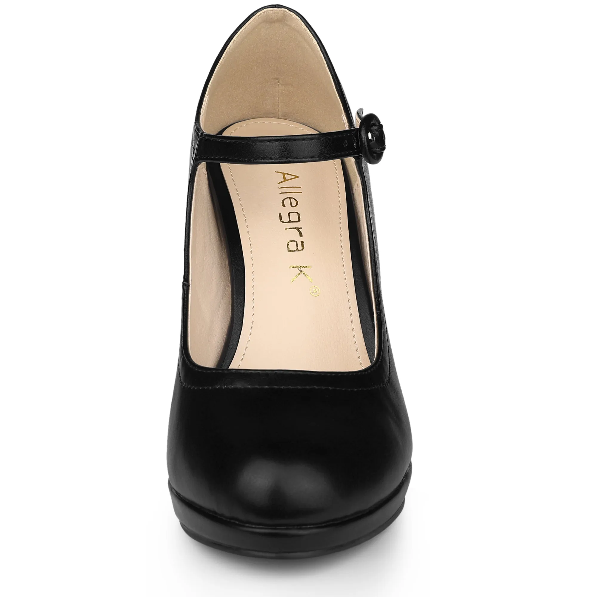 Platform Round Toe Ankle Strap Mary Jane Stiletto Heel Pumps