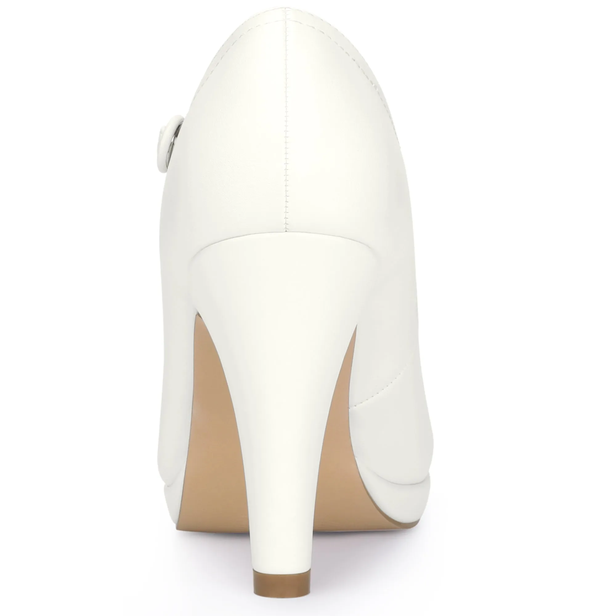 Platform Round Toe Ankle Strap Mary Jane Stiletto Heel Pumps