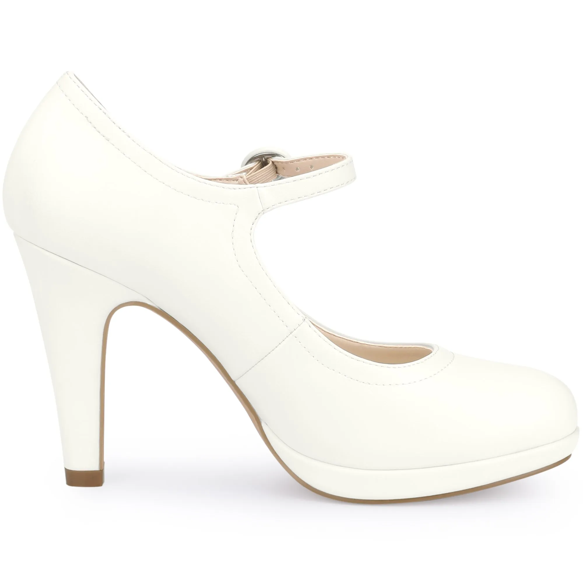 Platform Round Toe Ankle Strap Mary Jane Stiletto Heel Pumps