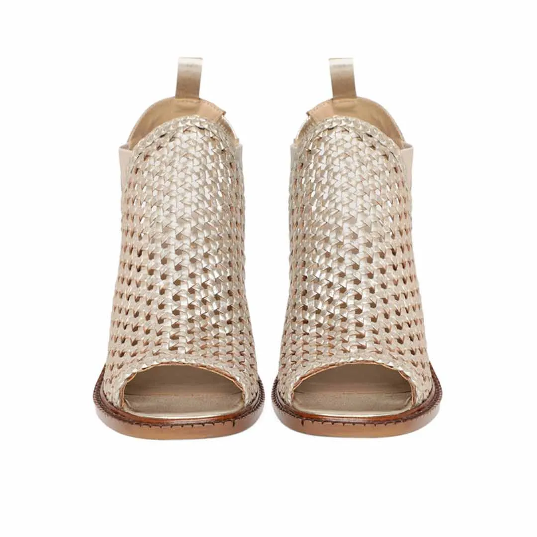 Saint Bella Gold Woven Leather Block Heels