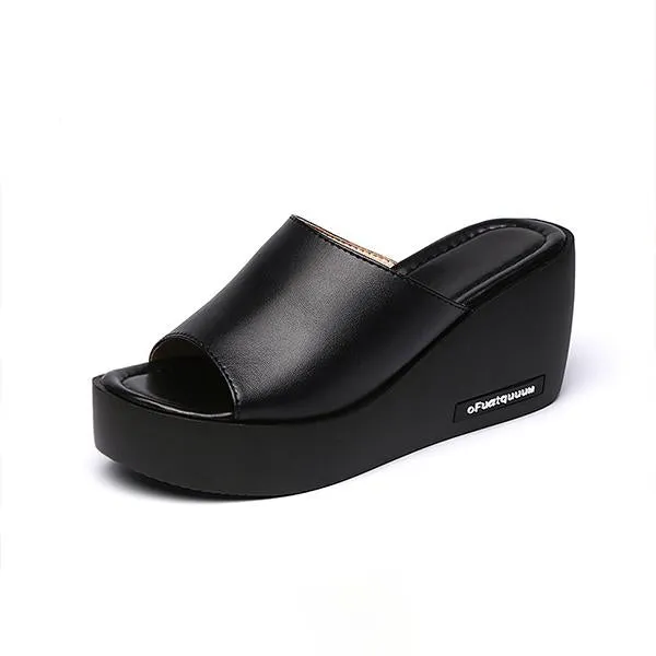 Women's Wedge Fish Mouth Thick-soled Slippers 46918696C