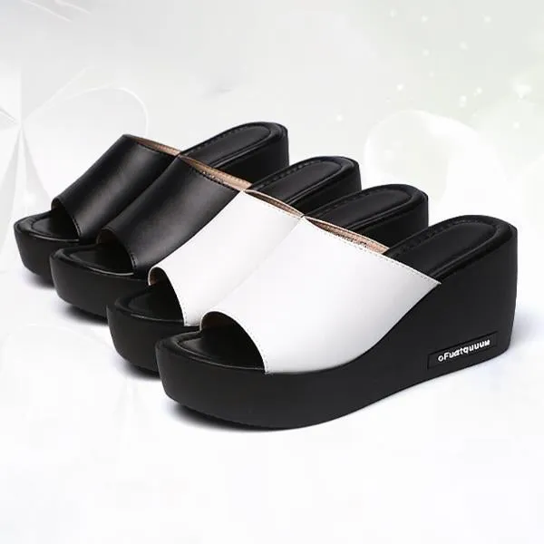 Women's Wedge Fish Mouth Thick-soled Slippers 46918696C