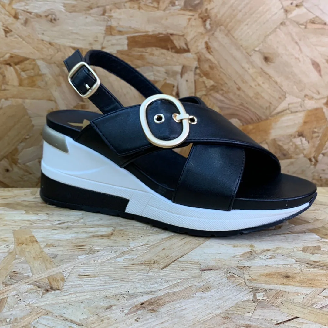 Xti Womens Fashion Wedge Sandals - Black